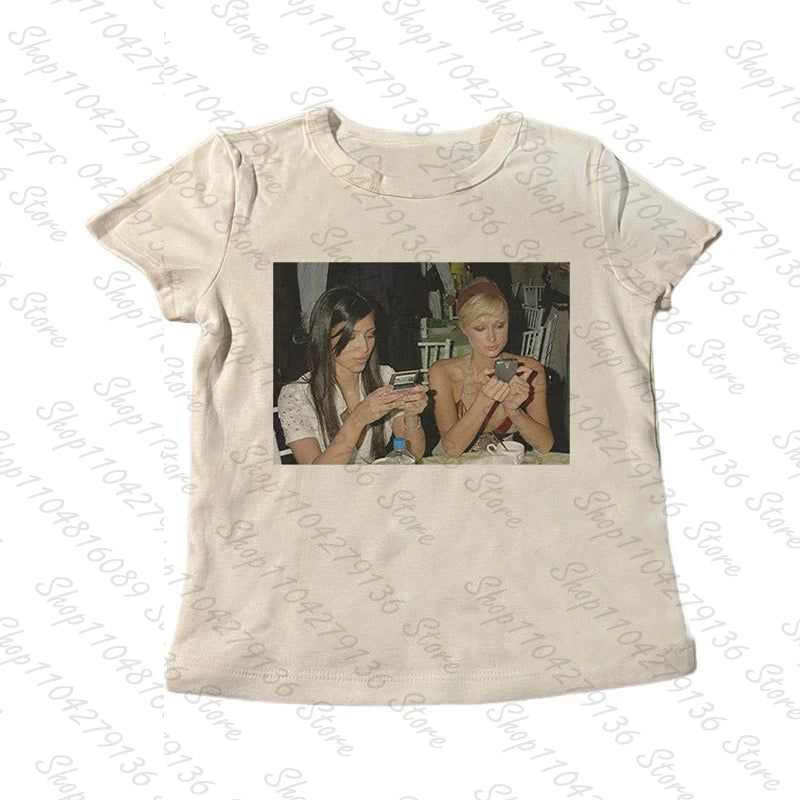 Y2K Graphic Baby Tee Crop - Punk dames shirts met korte mouwen,