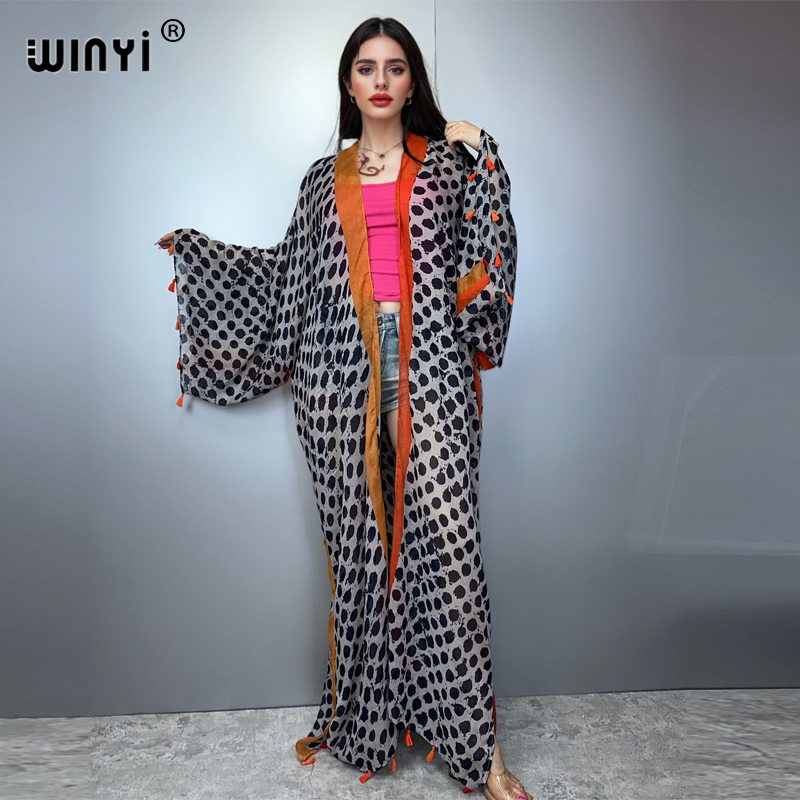 Boho Summer Beach Maxi Dress - WINYI Zomeroutfit Kimono Amerika Boho Print