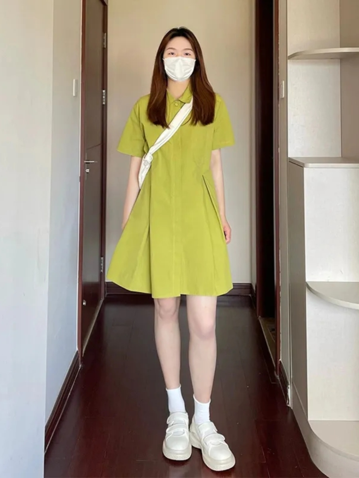 Korean Style A Line Shirt Dress - Plus Size Kraagjurk Dames Losse Shirtstijl
