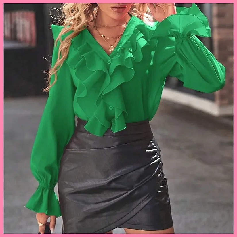 Blouses - 2025 Mode V-hals Blouse met Geruite