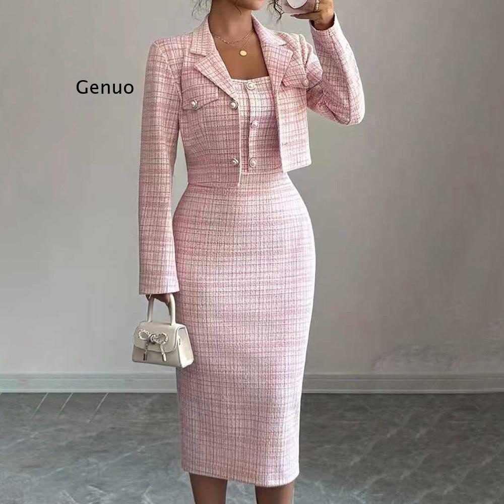 Tweed Two Piece Blazer Dress - 2026 Nieuwe elegante tweed tweedelige set