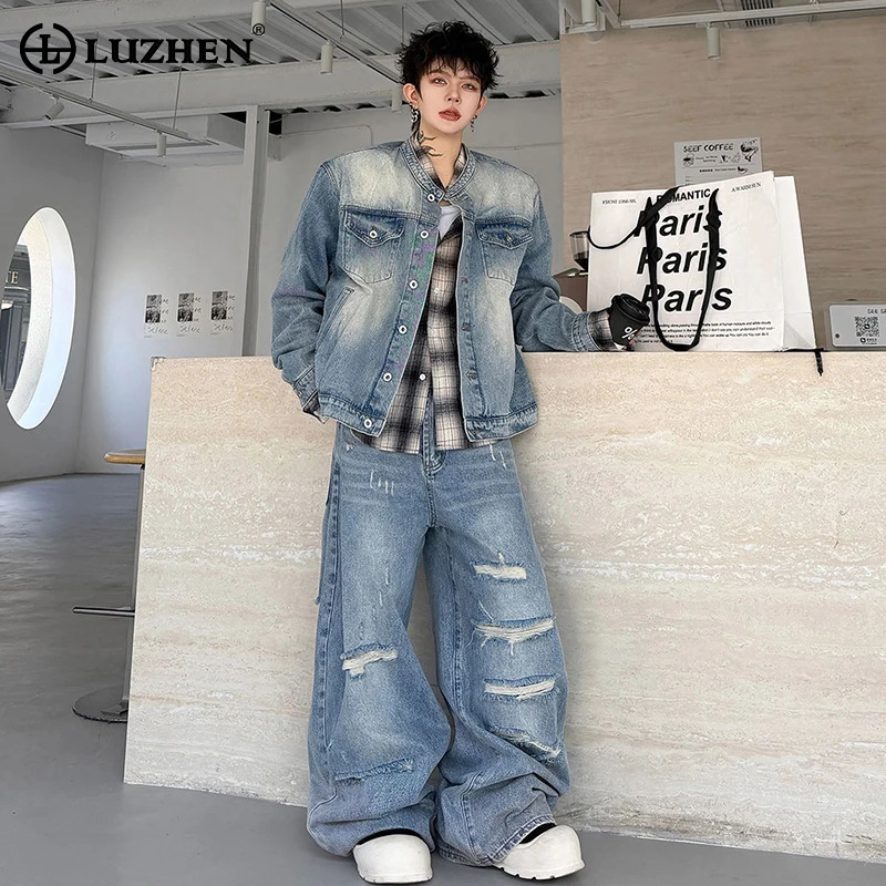 Jeans - LUZHEN 2026 Herfst Vintage Gewassen Denim