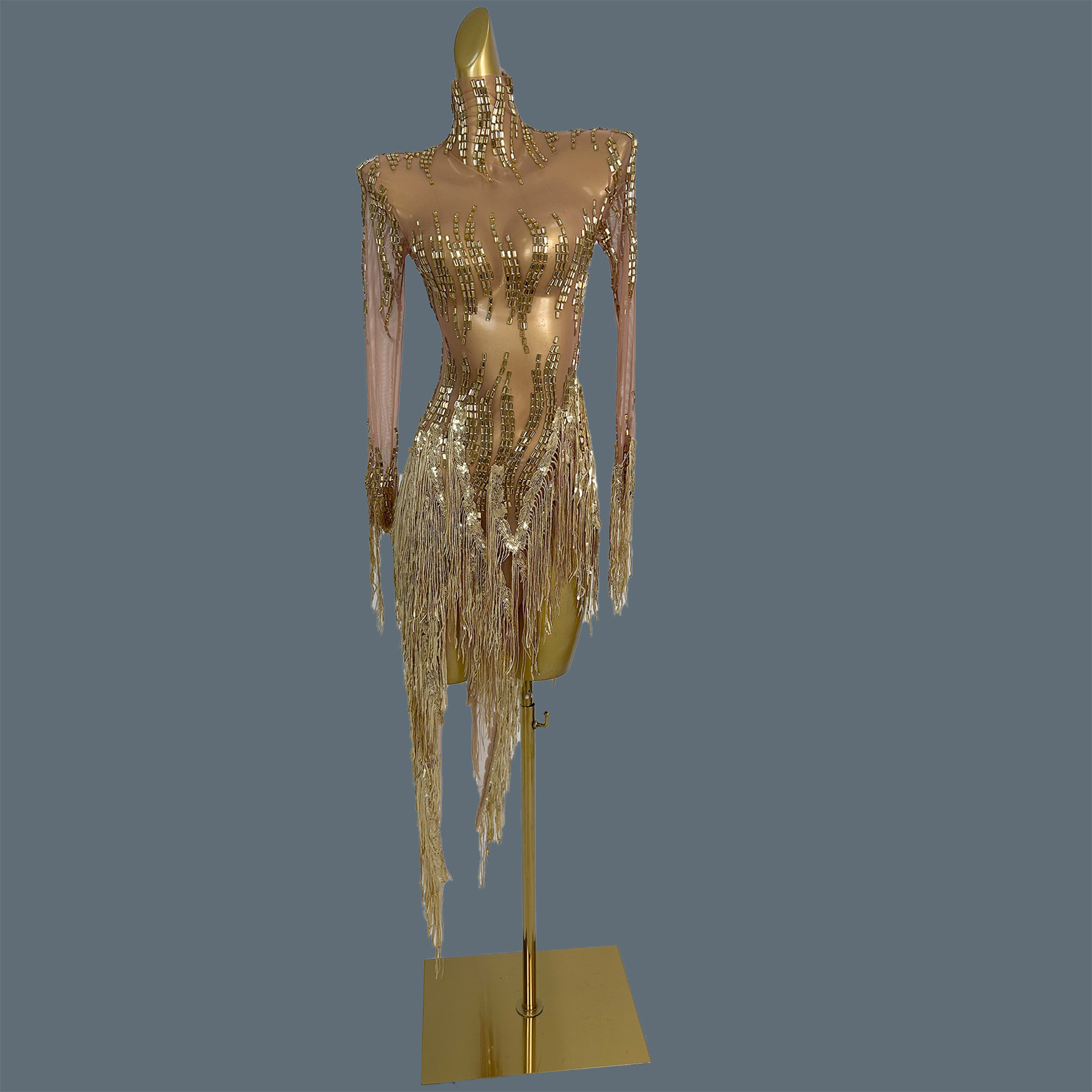 Sparkly Rhinestone Club Party Dress - Party Stage Show Sparkly Strass Gouden