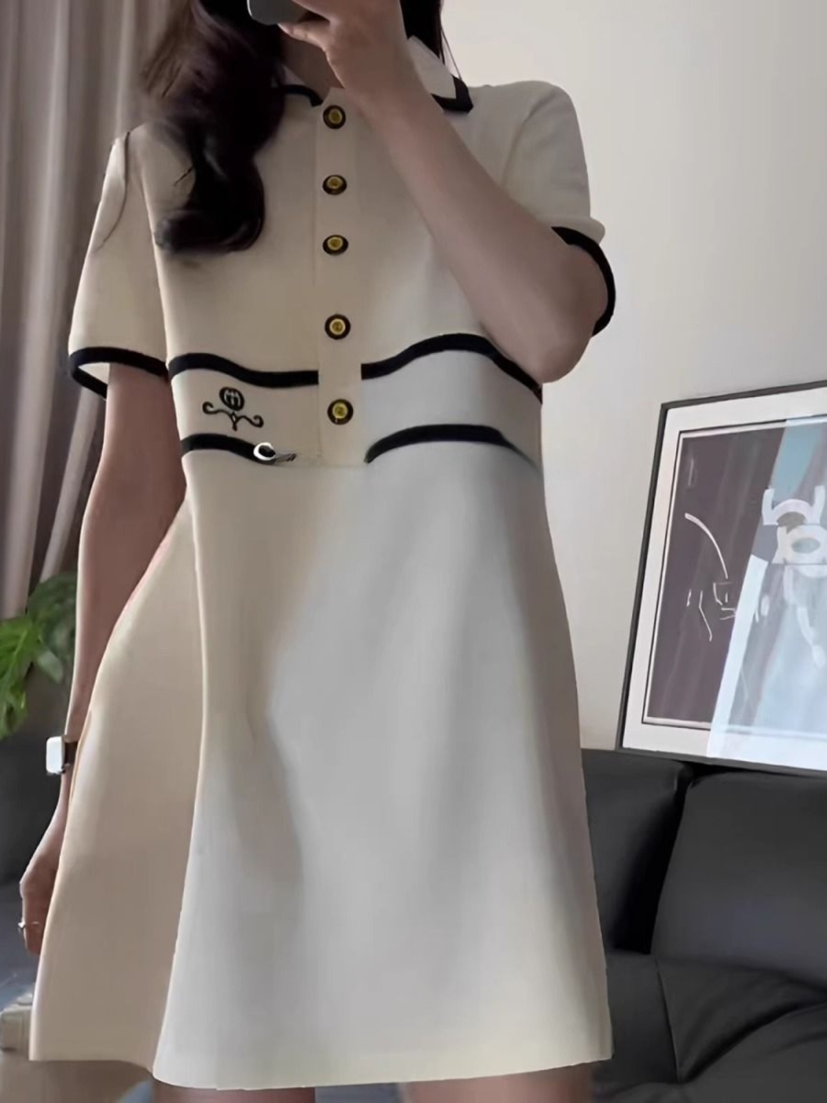 Korean Style A Line Shirt Dress - Plus Size Jurk met kraag en