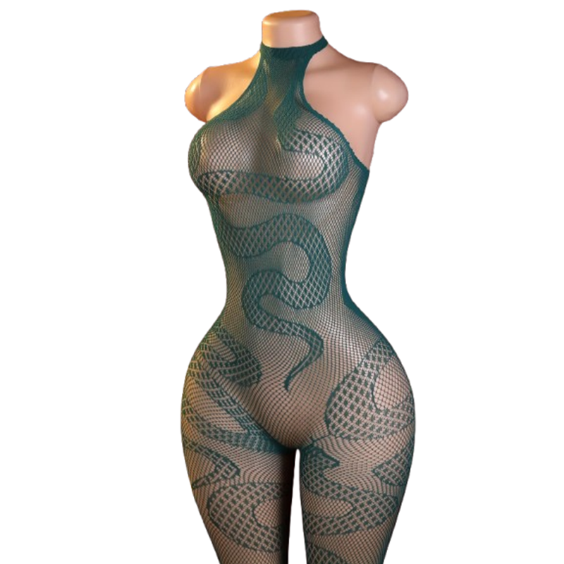 Lingerie - 1-delig sexy slangenprint bodysuit voor dames