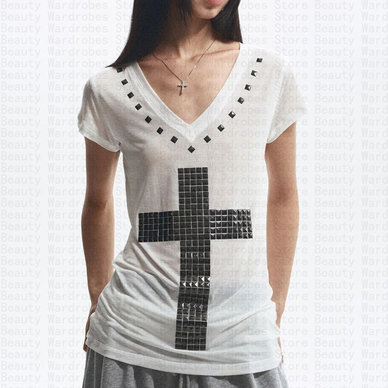 Y2K Graphic Baby Tee Crop - Rock Goth Unieke Top Y2k Crop