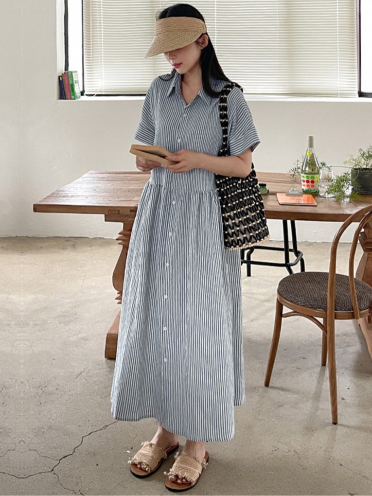 Retro Koreaanse stijl loszitte - Korean Style A Line Shirt Dress recensie en prijs