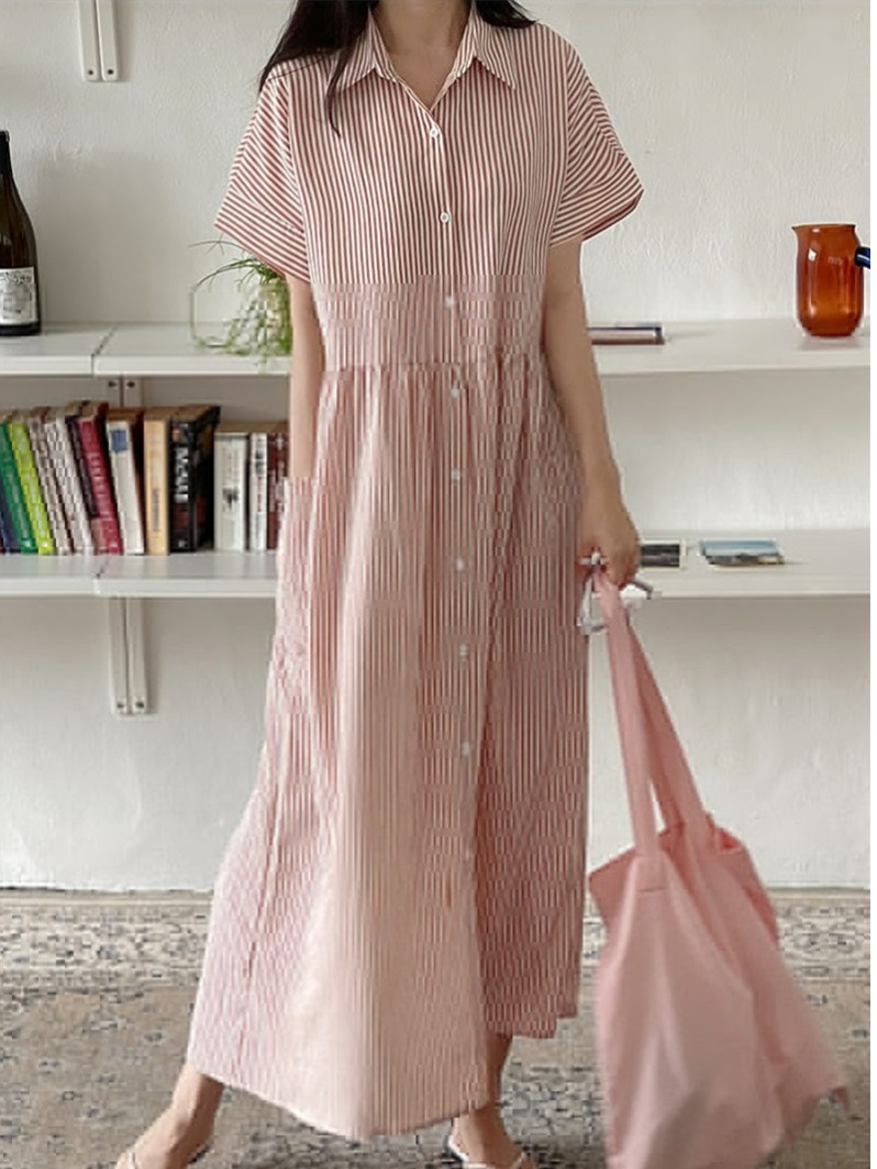 Retro Koreaanse stijl loszitte - Korean Style A Line Shirt Dress recensie en prijs