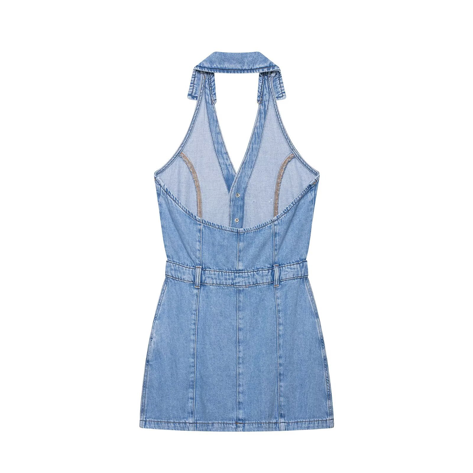Y2K Halter Denim Mini Jurk Dam - Y2K Backless Halter Mini Dress recensie en prijs