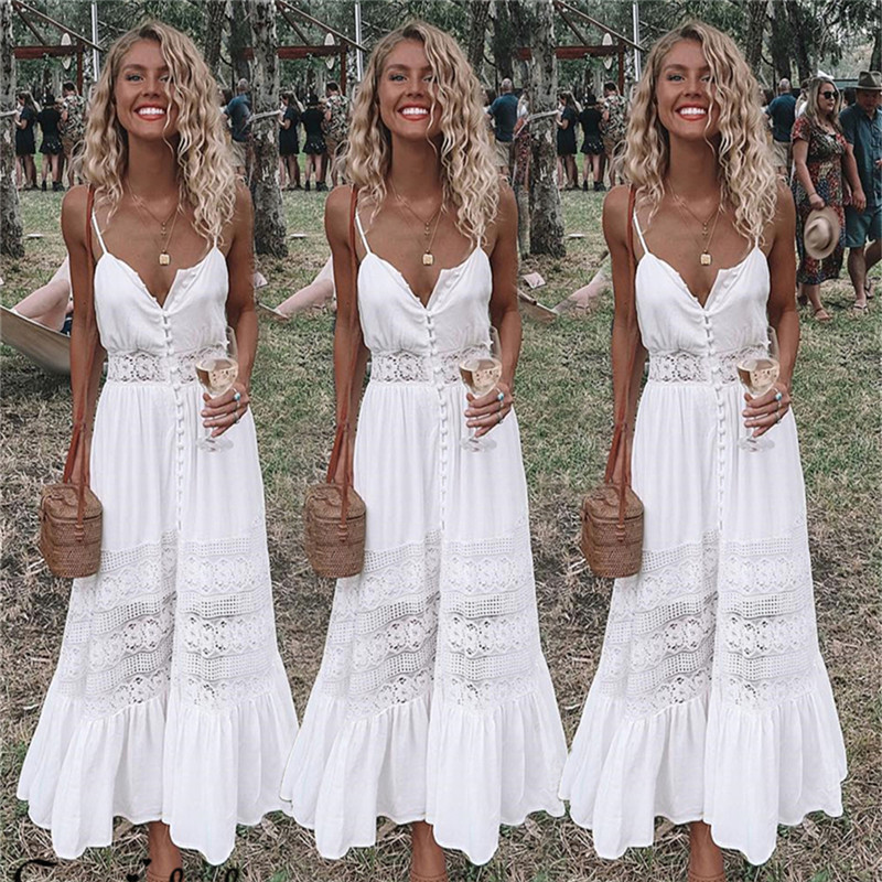 Womens Vakantie Strappy Button - French Vintage Floral Midi Dress recensie en prijs