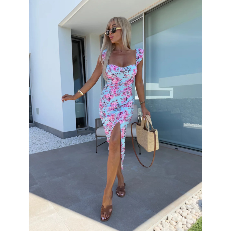Midi-jurk met bloemen en ruche - French Vintage Floral Midi Dress recensie en prijs
