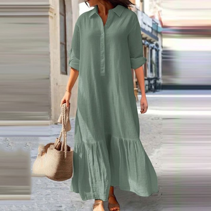 2025, linnen overhemdjurk voor - Casual Loose Linen Shirt Dress recensie en prijs