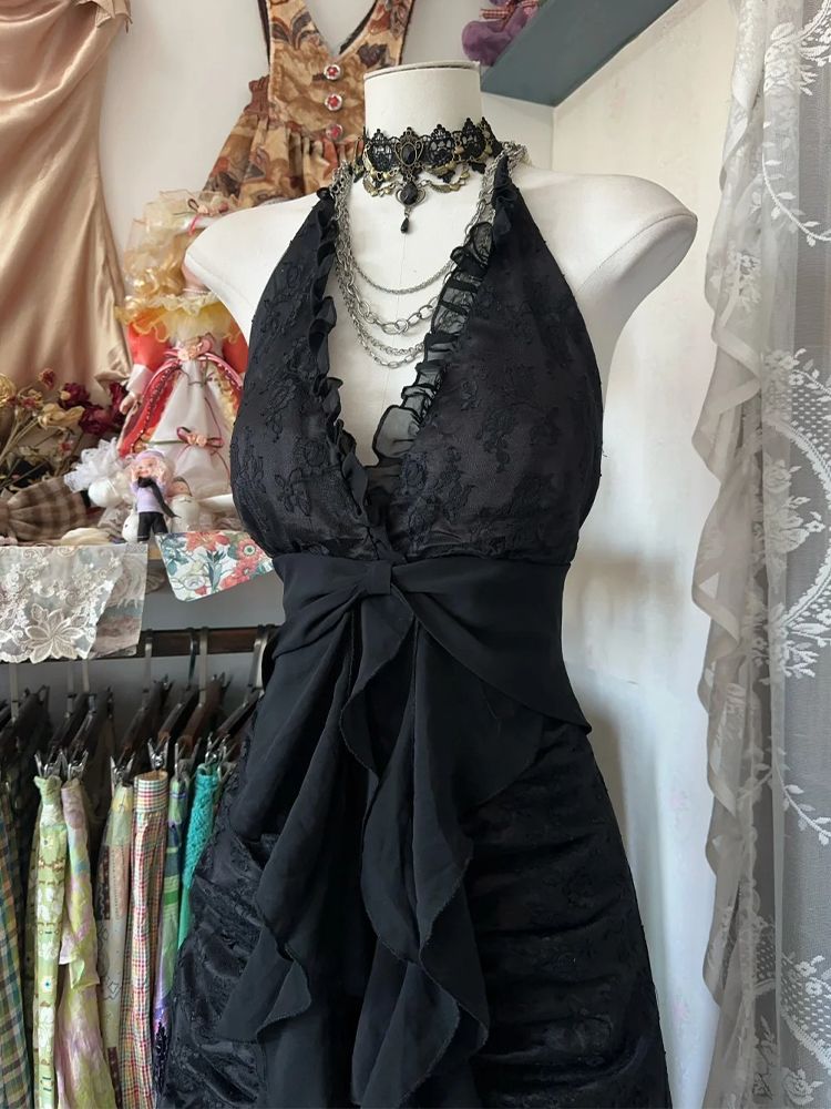 Y2k Vintage Halter Mouwloze Ju - Y2K Backless Halter Mini Dress recensie en prijs