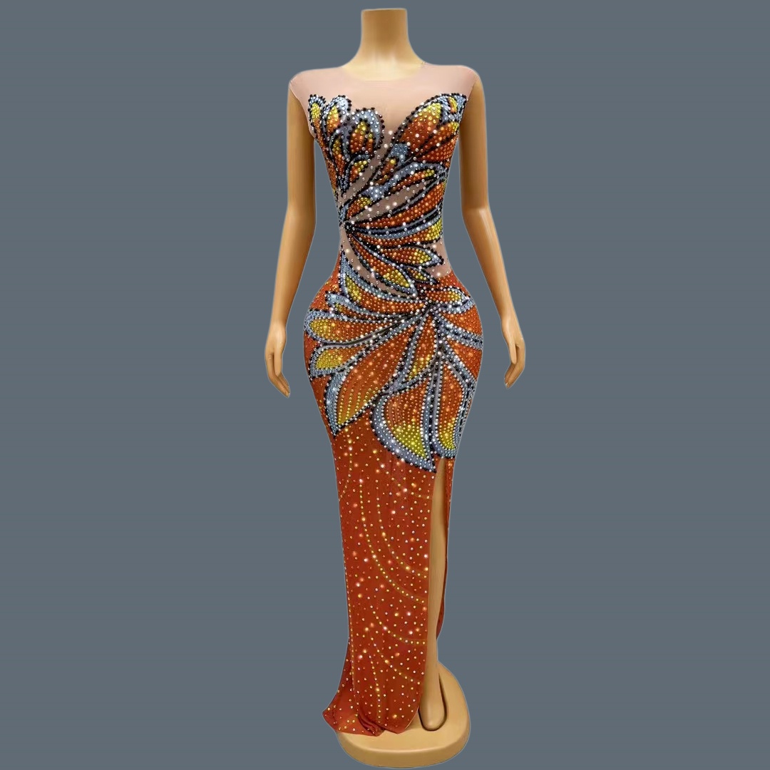 Dames mouwloze mesh maxi-jurk  - Sparkly Rhinestone Club Party Dress recensie en prijs