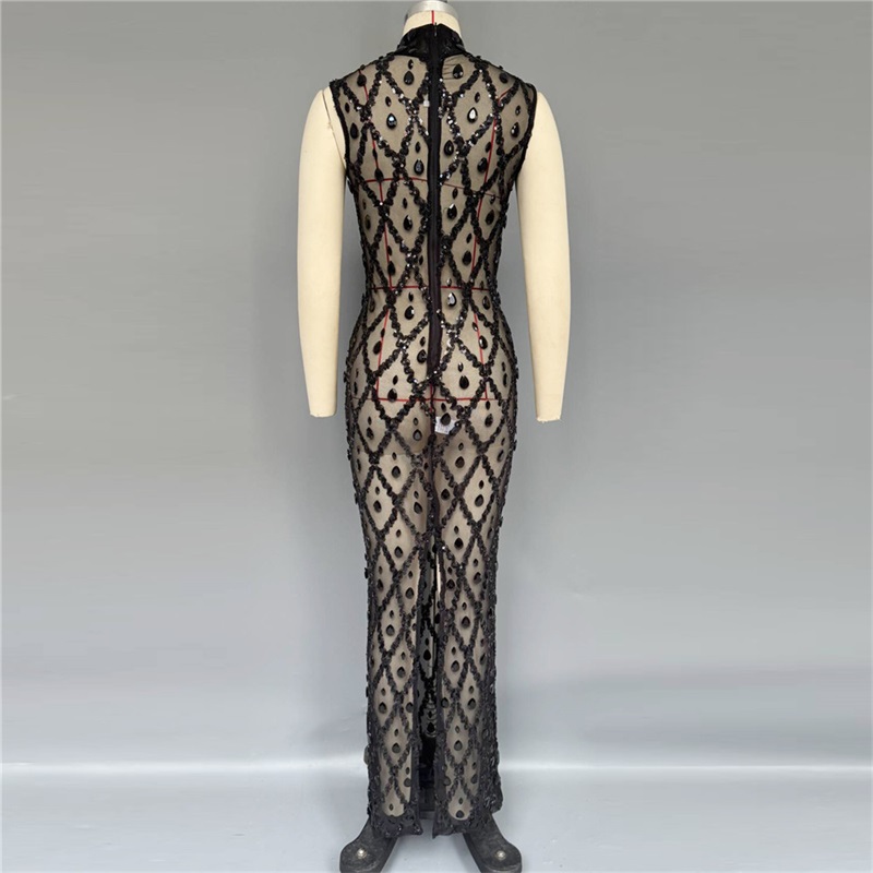 Zwarte glinsterende sexy gala  - Sexy Mesh Sheer Bodycon Dress recensie en prijs