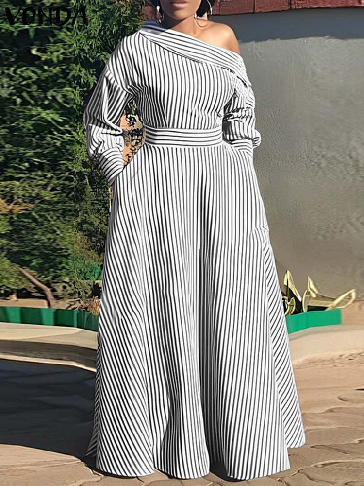 Vonda 2024 Vrouwen Elegante Ge - Off Shoulder Puff Sleeve Sundress recensie en prijs