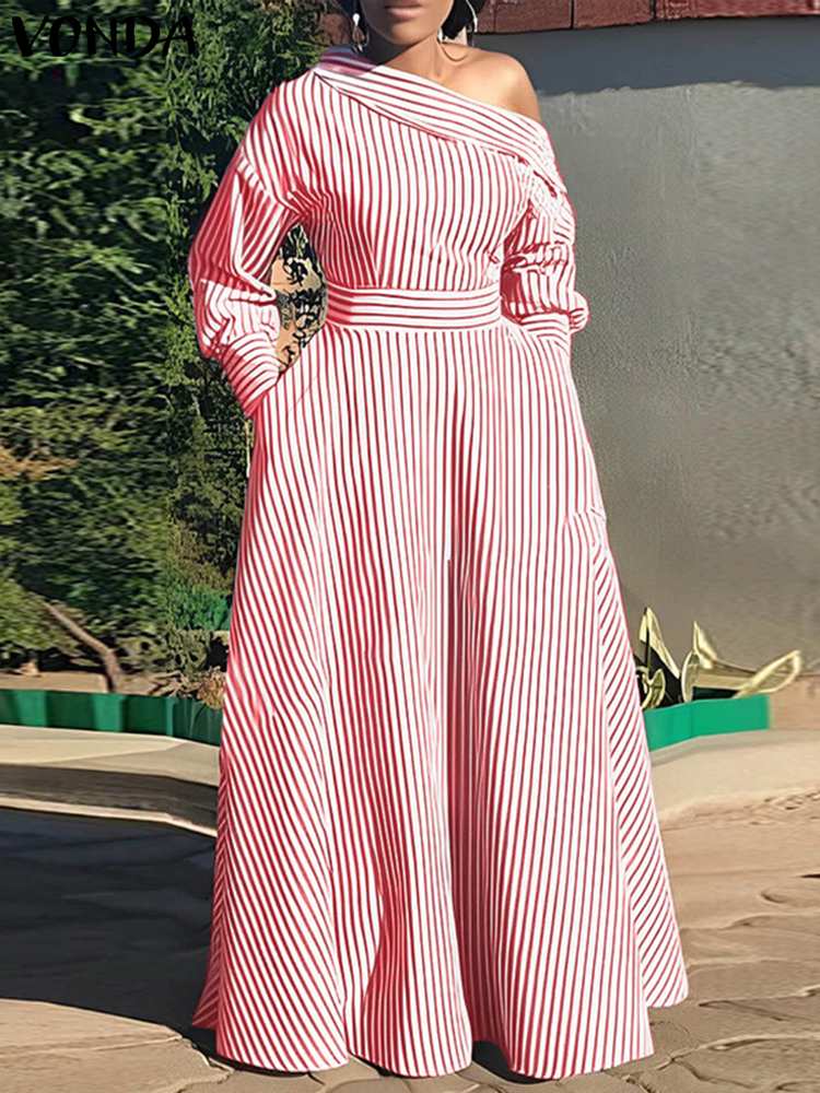 Vonda 2024 Vrouwen Elegante Ge - Off Shoulder Puff Sleeve Sundress recensie en prijs
