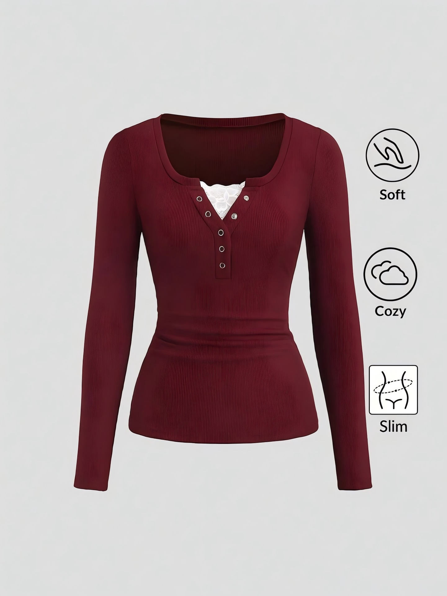 Dames Amerikaanse Henley V-hal - Blouses recensie en prijs