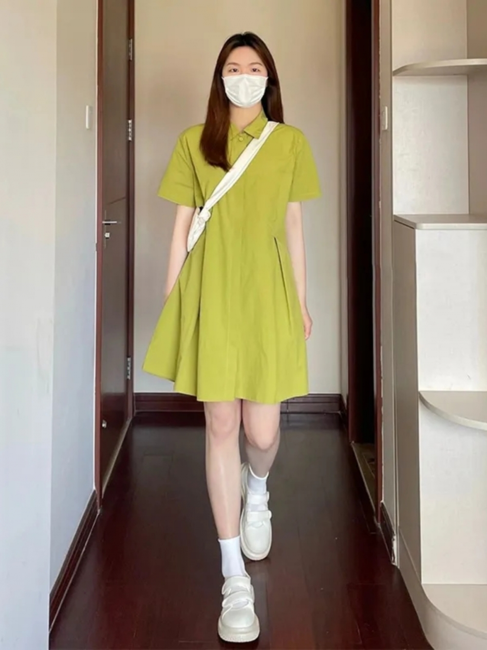 Plus size damesjurk met korte  - Korean Style A Line Shirt Dress recensie en prijs