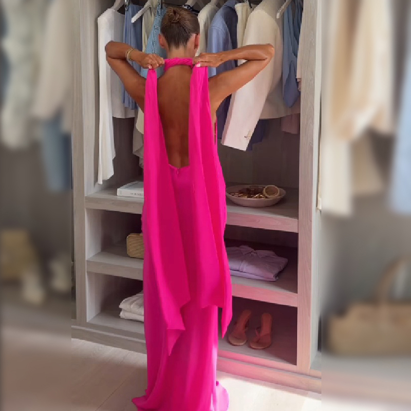 Dames Halter Satijnen Maxi Jur - Elegant Satin Evening Gown Split recensie en prijs