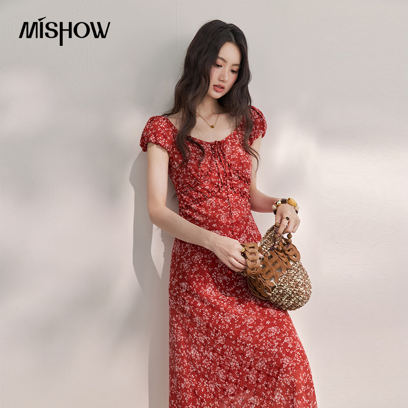 MISHOW Dames Vintage Rode Bloe - French Vintage Floral Midi Dress recensie en prijs