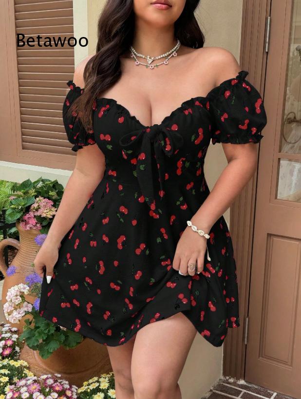 Off-shoulder mini-jurk met blo - Off Shoulder Puff Sleeve Sundress recensie en prijs