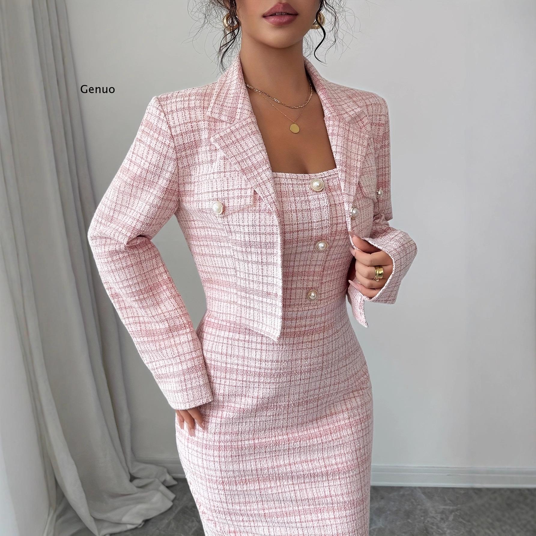 2026 Nieuwe elegante tweed twe - Tweed Two Piece Blazer Dress recensie en prijs