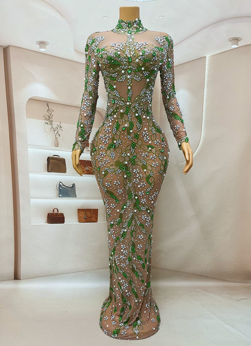 Een Prachtige Avondjurk Lange  - Sparkly Rhinestone Club Party Dress recensie en prijs