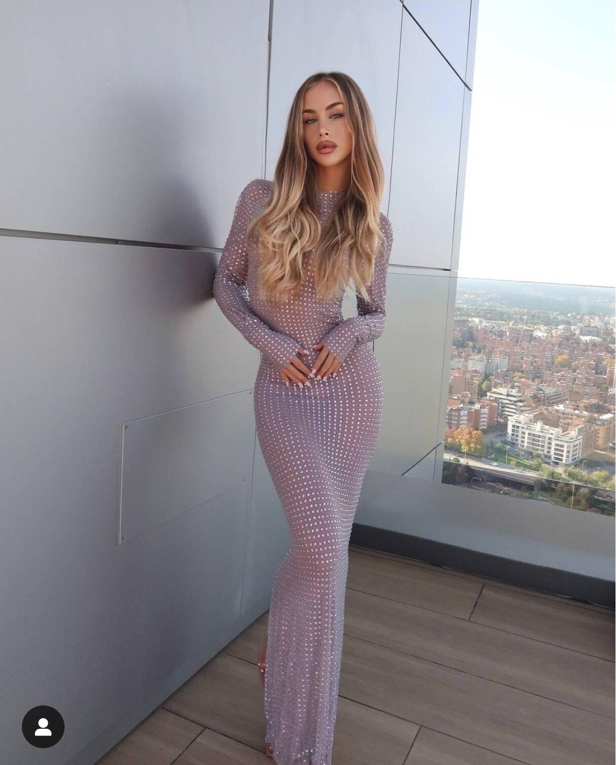 2025 nieuwe transparante fotos - Sparkly Rhinestone Club Party Dress recensie en prijs