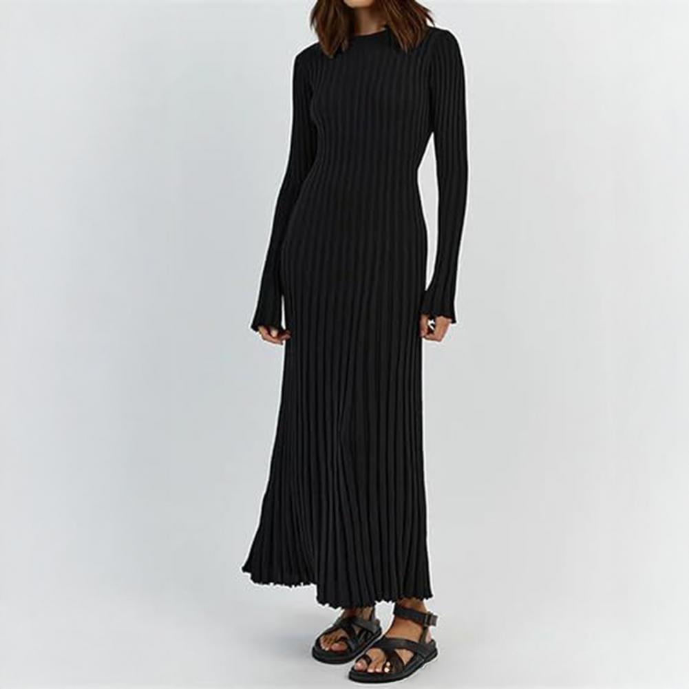Geribbelde gebreide jurk Dames - Bodycon Long Sleeve Ribbed Dress recensie en prijs