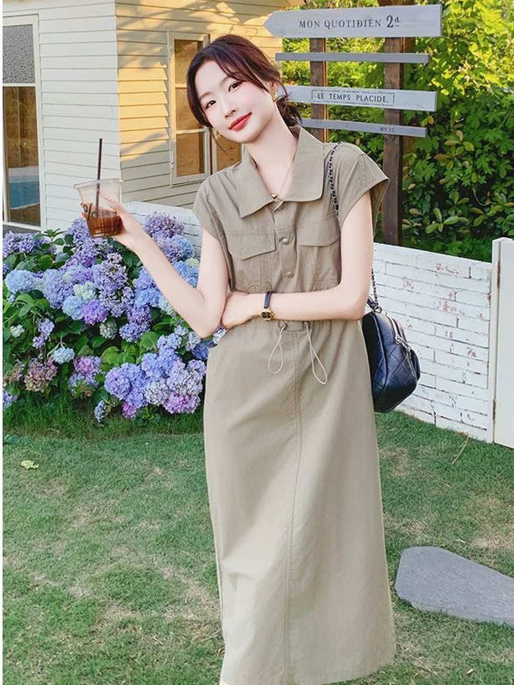 Afslankende plus size Koreaans - Korean Style A Line Shirt Dress recensie en prijs