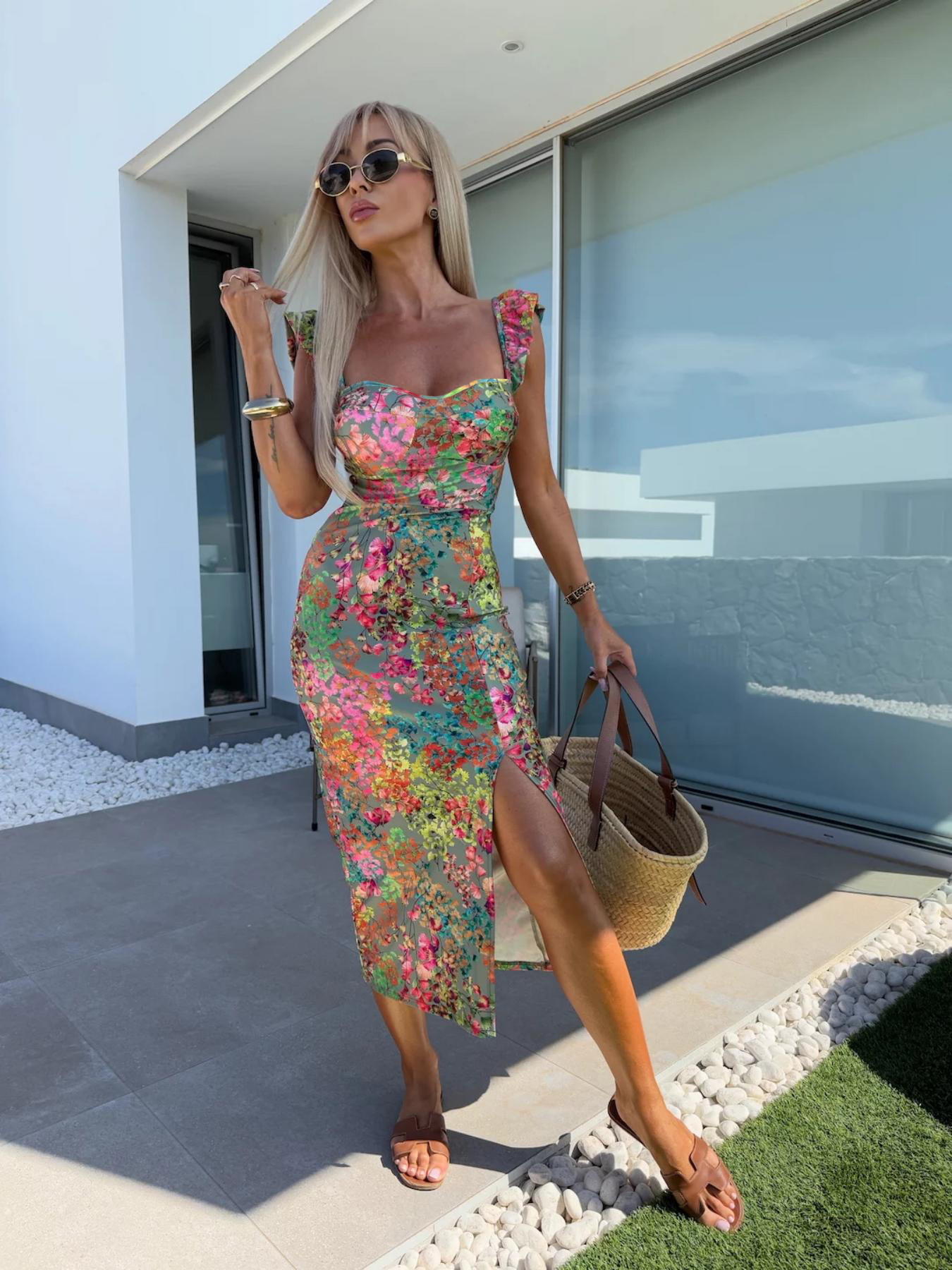 Nieuwe Europese en Amerikaanse - French Vintage Floral Midi Dress recensie en prijs