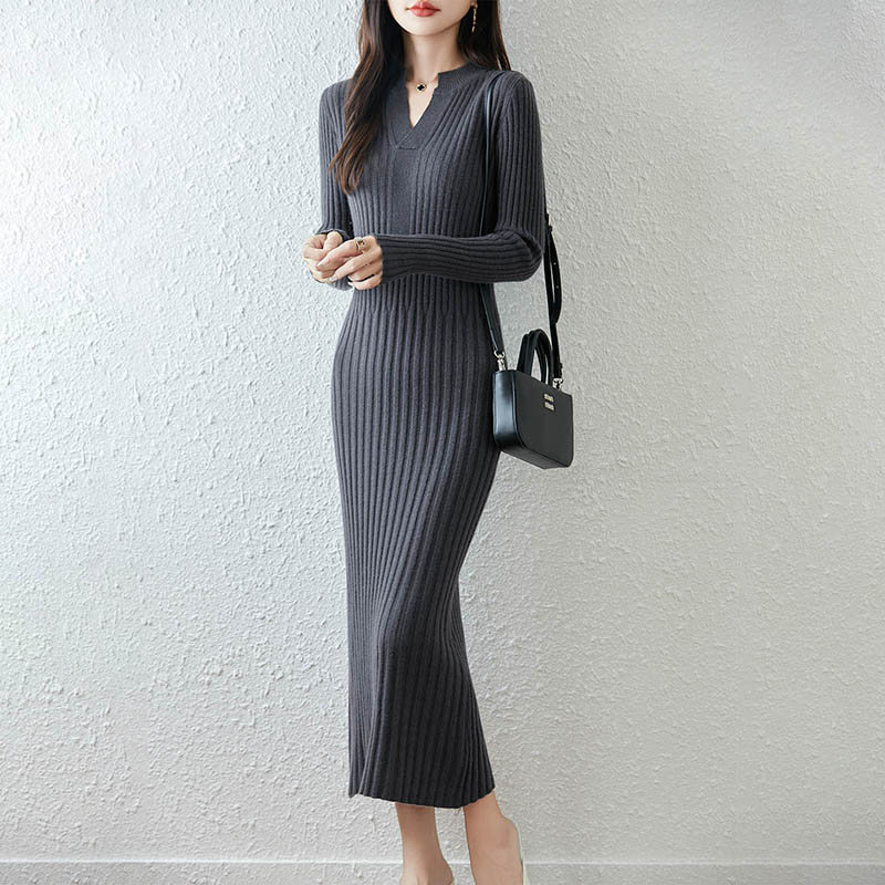 Slimme minimalistische geribbe - Bodycon Long Sleeve Ribbed Dress recensie en prijs