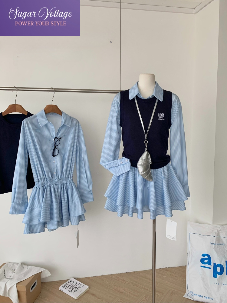 Lente Herfst Koreaanse Mode Co - Korean Style A Line Shirt Dress recensie en prijs