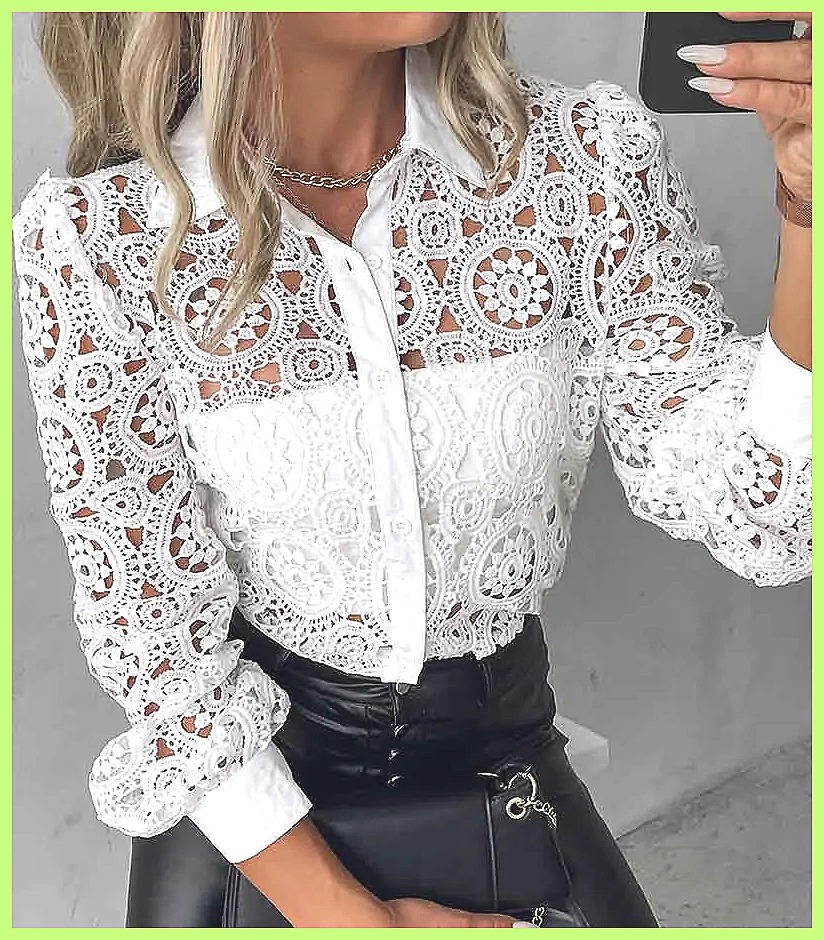 2025 Dames Wit Kant Blouse, El - Blouses recensie en prijs