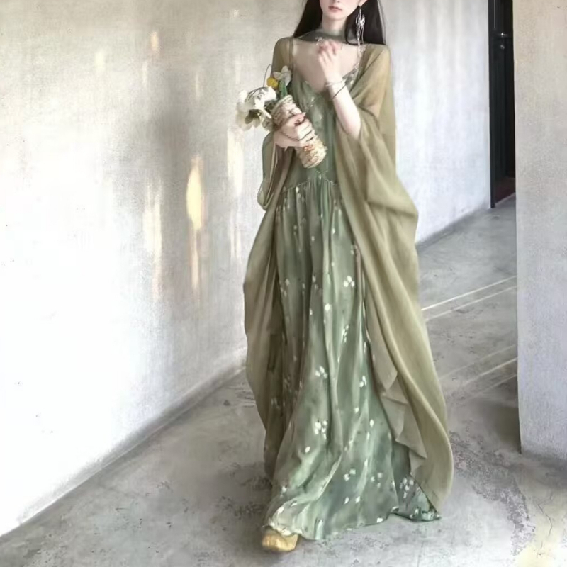 2025 Nieuwe vintage elegante F - French Vintage Floral Midi Dress recensie en prijs