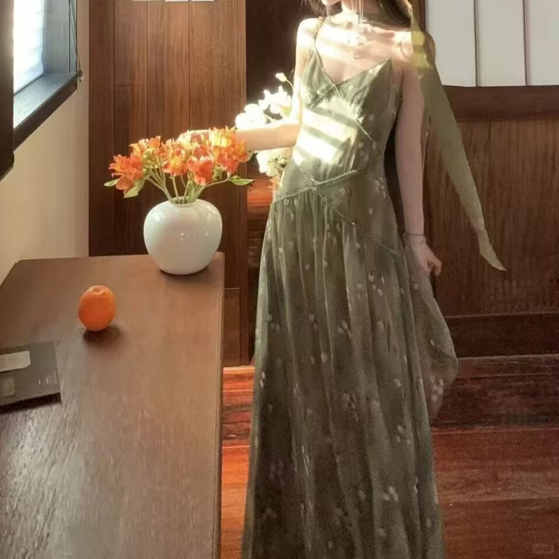 2025 Nieuwe vintage elegante F - French Vintage Floral Midi Dress recensie en prijs