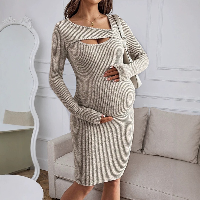 Zwangerschapskleding Geribbeld - Bodycon Long Sleeve Ribbed Dress recensie en prijs