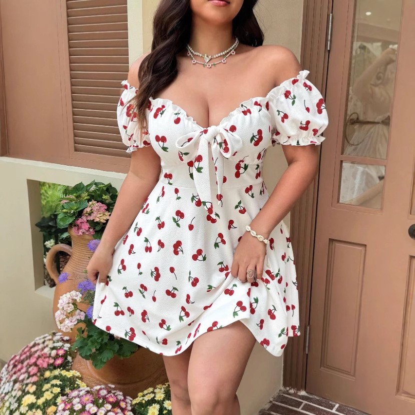 Zomerjurk voor dames met bloem - Off Shoulder Puff Sleeve Sundress recensie en prijs