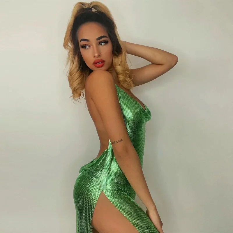 Vergulden Mini Club Feestjurk  - Y2K Backless Halter Mini Dress recensie en prijs