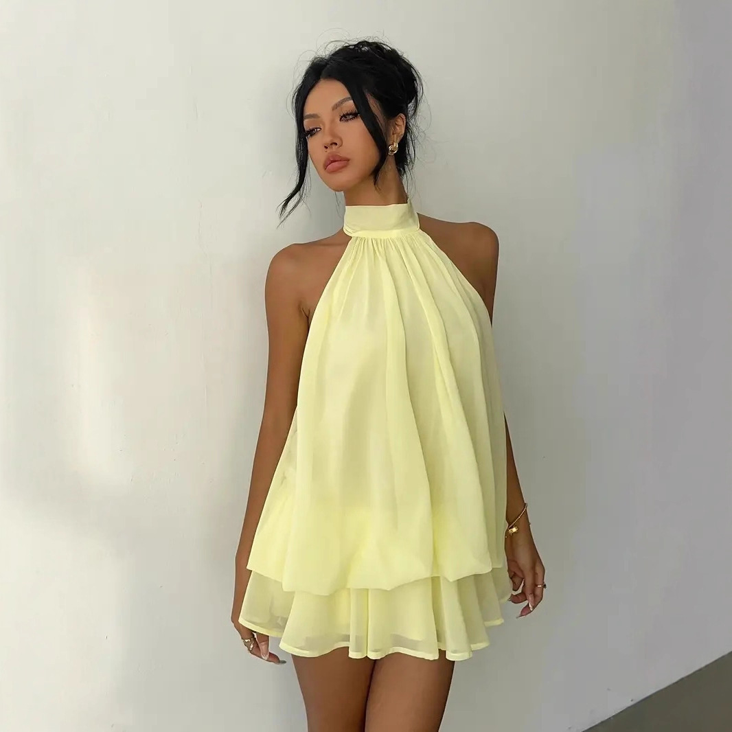 Damesjurk met halternek, ruglo - Y2K Backless Halter Mini Dress recensie en prijs