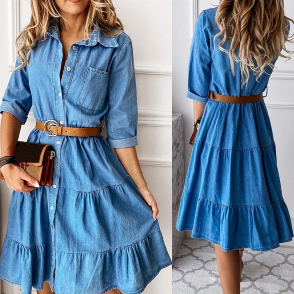 Denimjurk met driekwartmouwen, - French Vintage Floral Midi Dress recensie en prijs