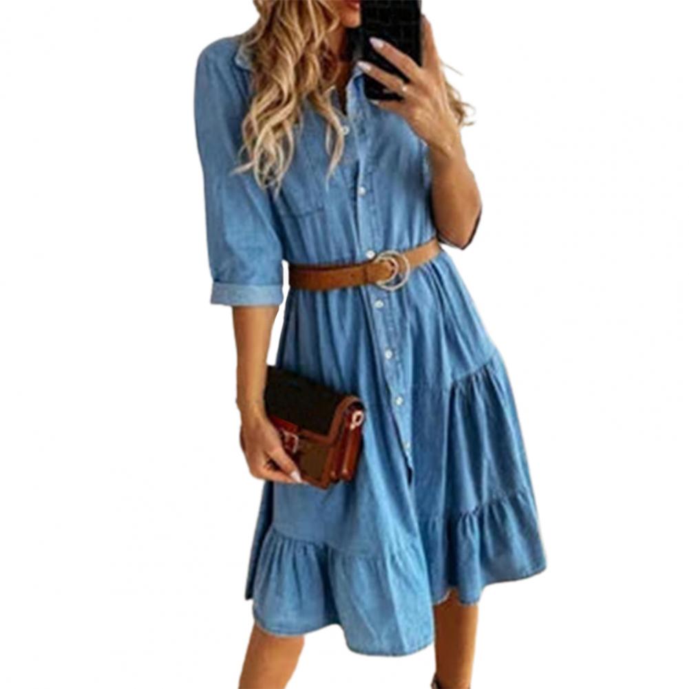 Denimjurk met driekwartmouwen, - French Vintage Floral Midi Dress recensie en prijs