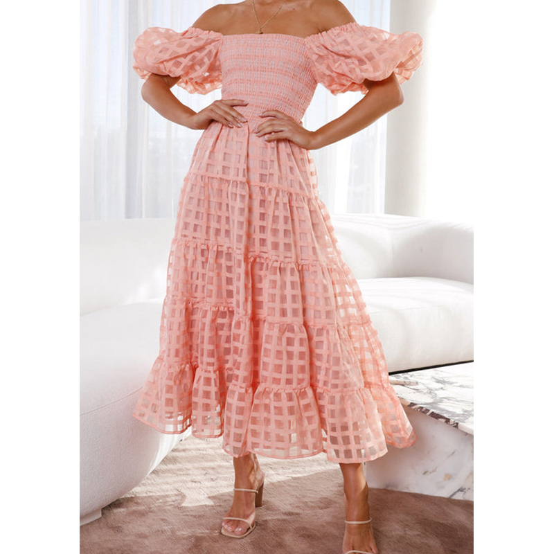 Elegante off-shoulder dames zo - Off Shoulder Puff Sleeve Sundress recensie en prijs