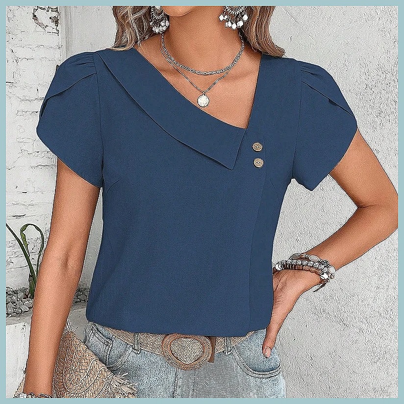 Zomerblouse 2024 in effen kleu - Blouses recensie en prijs