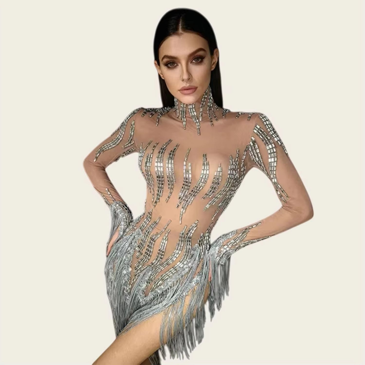 Sparkly Strass Kwastje Korte J - Sparkly Rhinestone Club Party Dress recensie en prijs